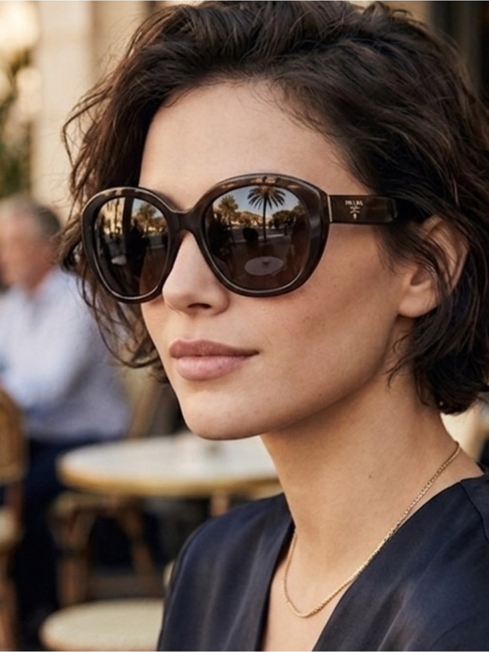 Prada Brown Round Sunglasses